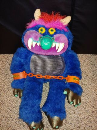Vintage 1985 My Pet Monster Plush Doll,  Handcuffs,  Amtoy,  Amer.  Greetings