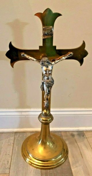 Rare Large Antique Catholic Church Altar Standing Crucifix Gorham Co.