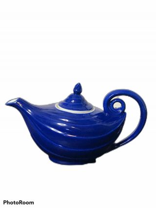 Vintage Hall China Aladdin Blue Teapot Pottery Genie Lamp Tea Pot