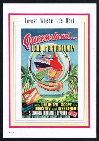 Queensland Industry Ad Industrial Australian Advert 1950s Vintage Print Ad Retro