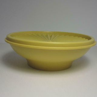 Vintage Tupperware Salad Cereal Bowl Set of 3 Yellow Gold Canister Lid 890 1323 2