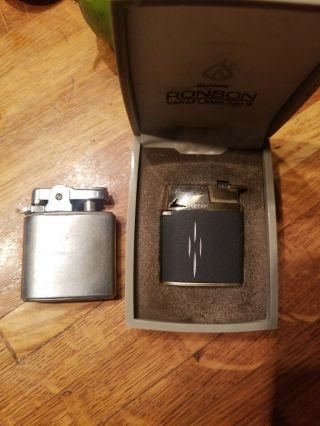 Vintage Ronson Lighters Set Of Two,  One In Case