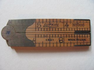 Vintage Lufkin No.  386 12 " Boxwood & Brass Folding Rule W/ Caliper - Exc.  Cond.