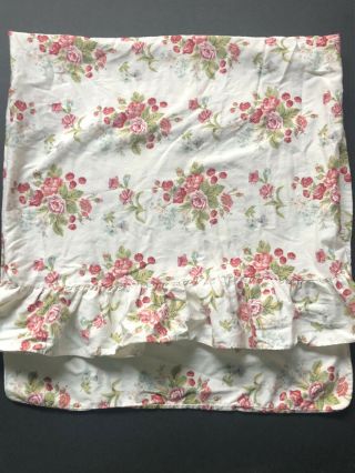 Vintage Ralph Lauren Emily Anne Ecru Sateen Floral King Pillowcase Shabby