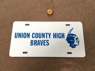 Vintage Union County High School Braves Morganfield Ky Promotional License Plate