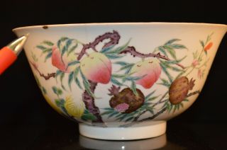 Antique Chinese Large Famille Rose Porcelain Bowl With Kiln Mark – Hairline