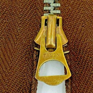 Vintage Talon Metal Zipper Jacket Coat Brown Bell Pull Brass Heavy Duty AR 2