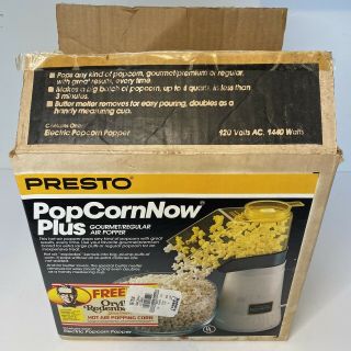 Vintage Presto Popcorn Now Plus Hot Air Popper/coffee Bean Roaster 1440 Watts