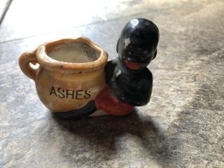 Vintage Black Americana Cigarette Ashes Porcelain Ashtray Japan 1950 