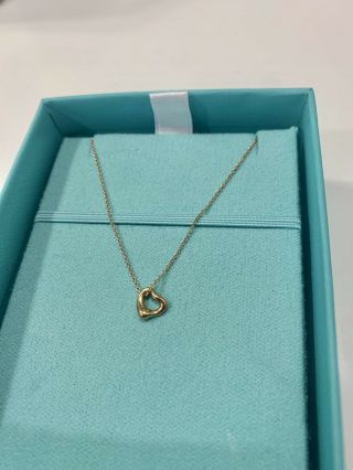 Tiffany & Co.  Elsa Peretti Mini Open Heart Pendant Necklace 16 " 18k Rose Gold