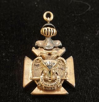 Antique Knights Templar Scottish Rite Mason 14k.  477oz Gold Pendant 32nd Degree