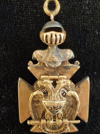 Antique Knights Templar Scottish Rite Mason 14K.  477oz Gold Pendant 32nd Degree 3