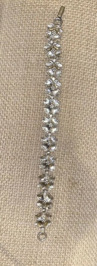 Vintage Beau Sterling Silver 925 Dogwood Flower Bracelet W/ Flowers Virginia