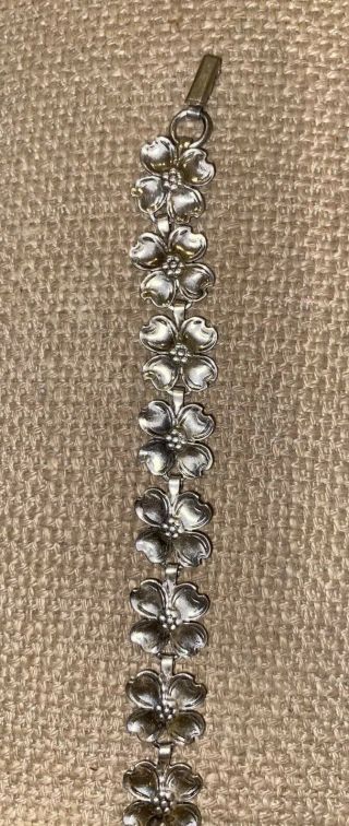 Vintage BEAU STERLING SILVER 925 Dogwood Flower Bracelet W/ FLOWERS Virginia 2