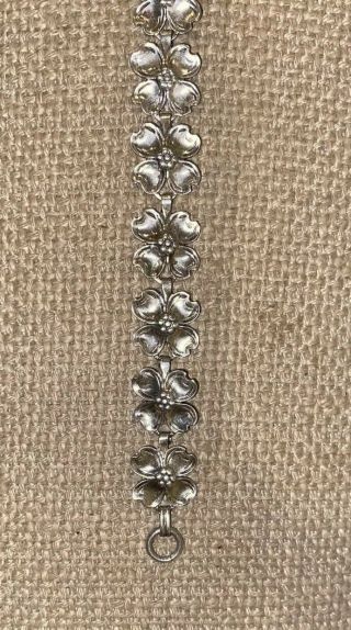 Vintage BEAU STERLING SILVER 925 Dogwood Flower Bracelet W/ FLOWERS Virginia 3