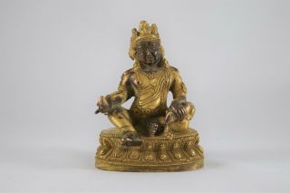 Chinese Antique Gilt Bronze Jambhala Figure Statue 2