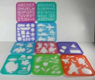 Vintage Tupperware Tuppertoys Stencil Art Set Of 8 Holidays,  Letters And Shapes