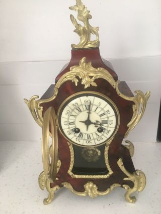 19th Century French Tortoiseshell Veneered Mantel Clock