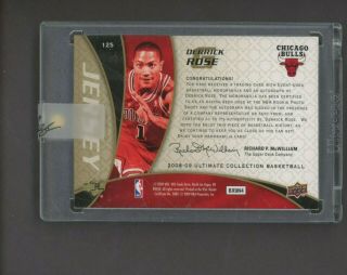 2008 - 09 UD Ultimate Derrick Rose RC Rookie Jersey AUTO 119/150 Bulls 2