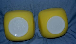 2 Vintage Yellow Pyrex Small Square Hostess Dish Bowls 410 - 12 Ounces