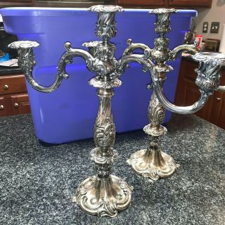 Set Of 2 Reed & Barton Silver Plated Candelabras 741 - Candle Holders