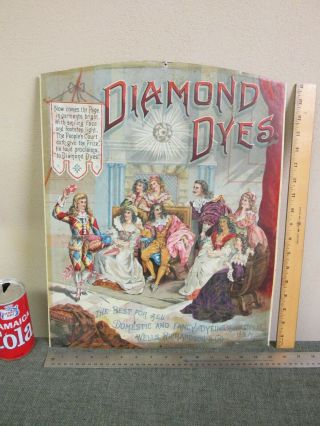 Antique Diamond Dyes Tin Litho Sign Court Jester Kellogg & Bulkeley