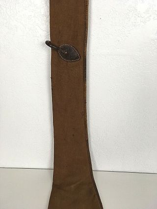 Vintage Canvas Rifle Cover Soft Fabric Leather Buckle Brown Flaw 3