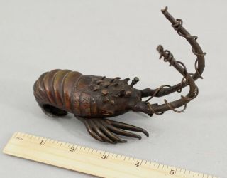 Small Antique Meiji Period Japanese Bronze Crayfish Sculpture,  Nr