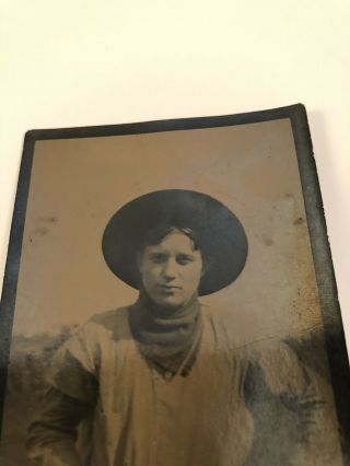 Vintage Photo Cowboy Holster Pistol Neckerchief Young Good Looking Man Or Woman 2
