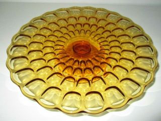 Vintage Fenton Thumbprint Amber Glass Footed Cake Plate