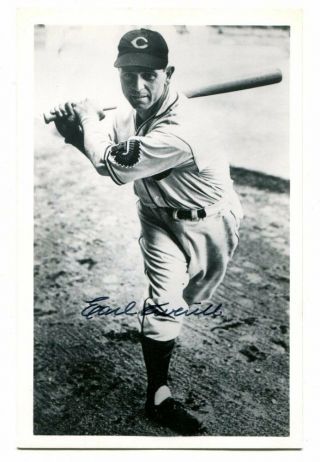 Earl Averill Indians Signed 3.  5 X 5.  5 Vintage Postcard