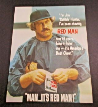 Rrdn Jim Catfish Hunter Red Man Chew Advertising 1972 Poster Vintage