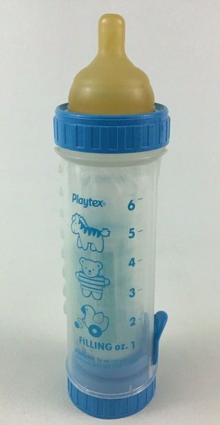 Vintage Playtex Bottle Baby Eazy - Feed 8oz Latex Brown Round Nipple 1990s P18