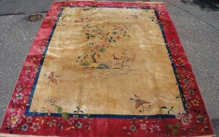 Antique Chinese Nichols Handwoven Rug 8 X 10 1930 