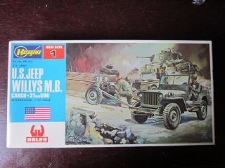 Maquette 1/72 Vintage Us Jeep Willis Mb Canon 37mm Hasegawa Militaire Wwii