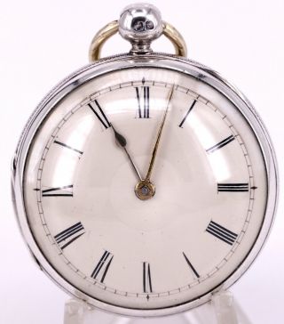 Solid Sterling Silver Fusee Verge Pocket Watch 1840 Cleaned And