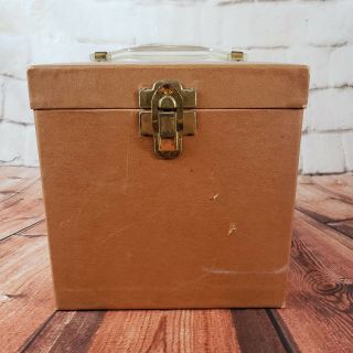 Vintage - " Amfile Platter Pak " 45 Rpm Record Storage Box & Brown Carry Case