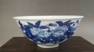 A Chinese 19c Blue&white Floral Bowl - Guangxu Mark&period