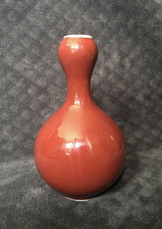 Rare Antique Vintage Chinese Sang De Bouef Oxblood Garlic Mouth Porcelain Vase