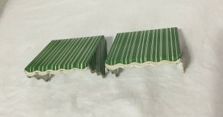 Vintage 1950s Marx Doll House Play Set Green Stripe Tin Awnings For House