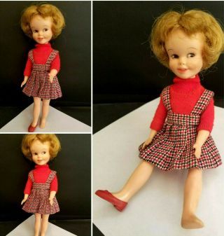 Vintage 1964 Penny Brite Doll Blonde W School Room Skirt Jumper Sweater