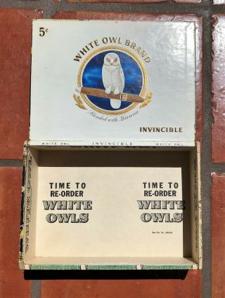 Vintage White Owl 5 Cent Cigar Box With Tax Label