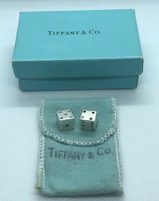 Very Rare Vintage Tiffany & Co.  Sterling Silver.  925 Gambling Game Dice Pair