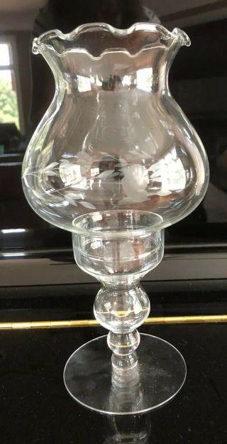 Vintage Mcm Princess House Heritage Crystal Candle Lamp Holder Centerpiece 410