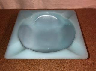 Vintage Delphite Blue Milk Glass Ashtray Glass Square