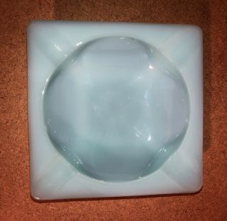 Vintage Delphite Blue Milk Glass Ashtray Glass Square 2