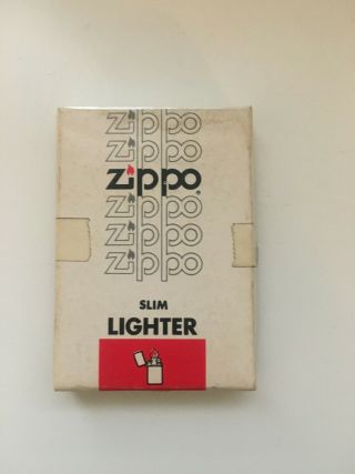 Vintage 1980 Zippo Chrome Slim Lighter W/ Box No 1652 Venetian 1980s Monogrammed