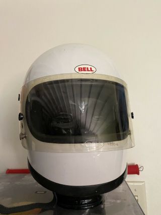Bell Helmet,  Star Ii,  Vintage,  White,  Full Face,  Size 6 3/4 Snell 1975 241 Visor
