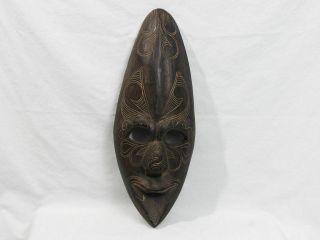 Vintage Hand Carved Wood Mask Wall Hanging 20 "