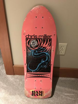 Vintage 1980’s G&s Chris Miller Lizard Skateboard Deck Rare Pink Santa Cruz Alva